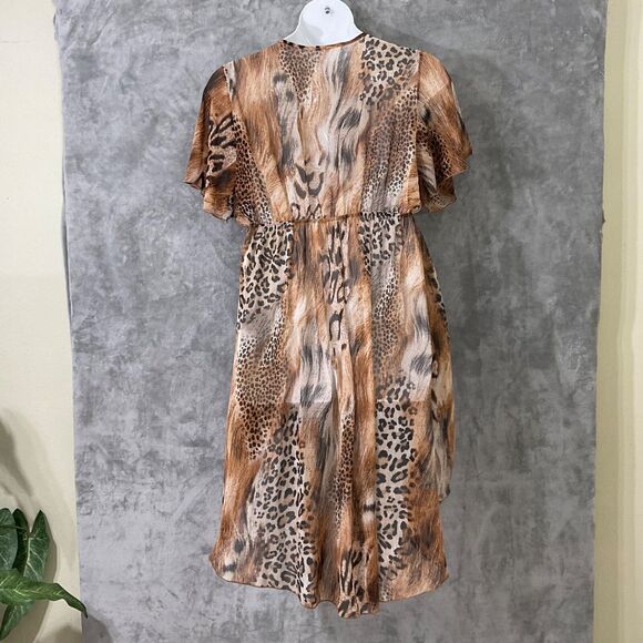 Women’s L hi low swim Cover Up sz. L cardigan Animal Print Open Front Boho sheer - Picture 2 of 7